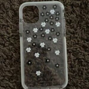 Floral Clear Phone Case - Black and White